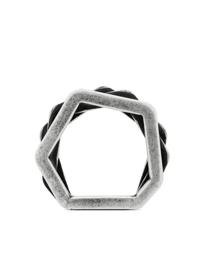 Shop Saint Laurent Bague Rayon 3-layer Ring In Silver