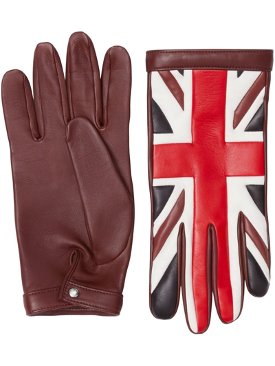 Shop Burberry Multi-panel Polished-finish Gloves In Red