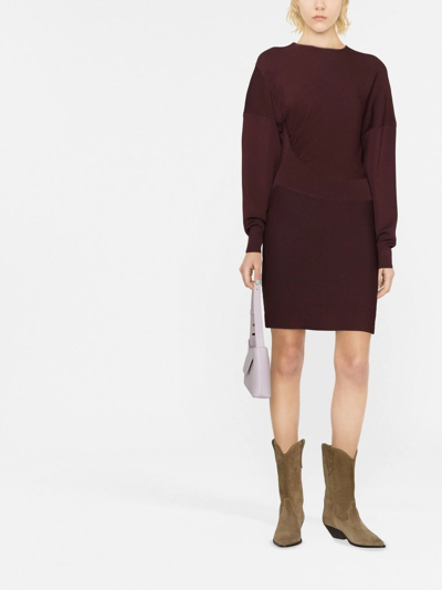 Shop Ganni Asymmetric Mini Dress In Brown