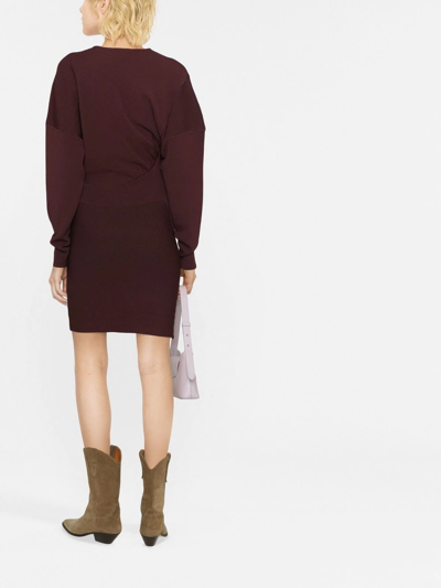 Shop Ganni Asymmetric Mini Dress In Brown