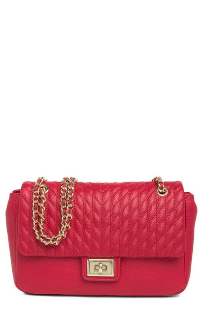 Shop Karl Lagerfeld Agyness Leather Shoulder Bag In Crimson