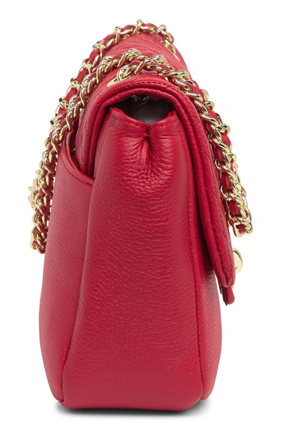 Shop Karl Lagerfeld Agyness Leather Shoulder Bag In Crimson