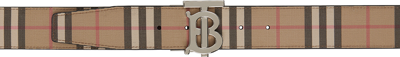 Shop Burberry Reversible Beige Monogram Motif Vintage Check Belt