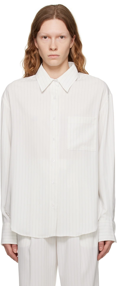 Shop The Frankie Shop White Lui Fluid Pinstripe Shirt In Off White