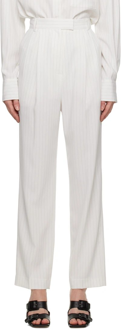 Shop The Frankie Shop White Bea Fluid Pinstripe Trousers In Off White