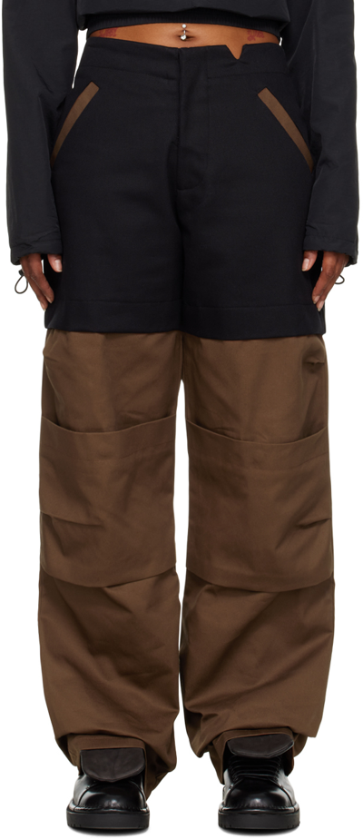 Shop Spencer Badu Black & Brown Cargo Trousers In Black/brown