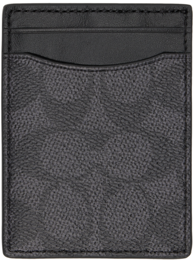 Shop Coach Gray Money Clip Card Holder In Charcoal