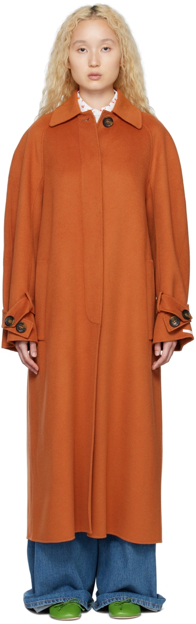 Sportmax Wool And Cashmere Coat In Orange