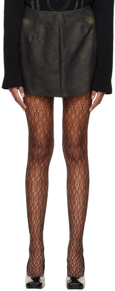 Shop Puppets And Puppets Black Thermochromic Mini Skirt In Black/green