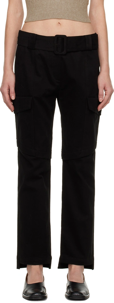 Drae Black Paneled Trousers In Black
