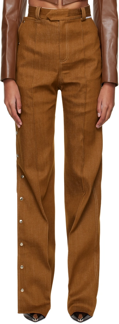 Shop Aleksandre Akhalkatsishvili Brown Button Through Jeans In Terracotta