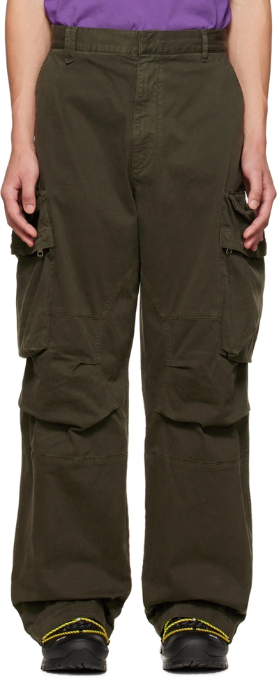 Shop Moncler Khaki Oversized Cargo Pants In 828 Olive