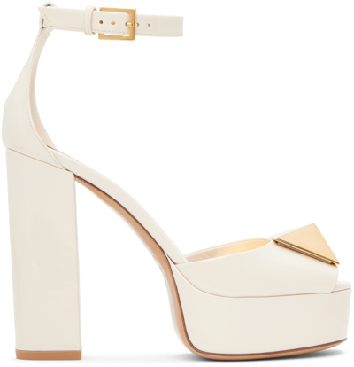 Shop Valentino Off-white One Stud 120 Heeled Sandals In I16 Light Ivory