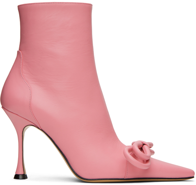 Shop Mach & Mach Pink Double Bow 100 Ankle Boots
