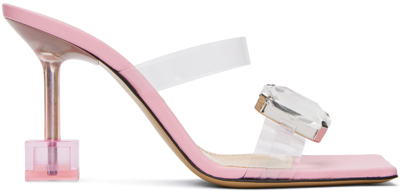 Shop Mach & Mach Pink Crystal Square 95 Heeled Sandals