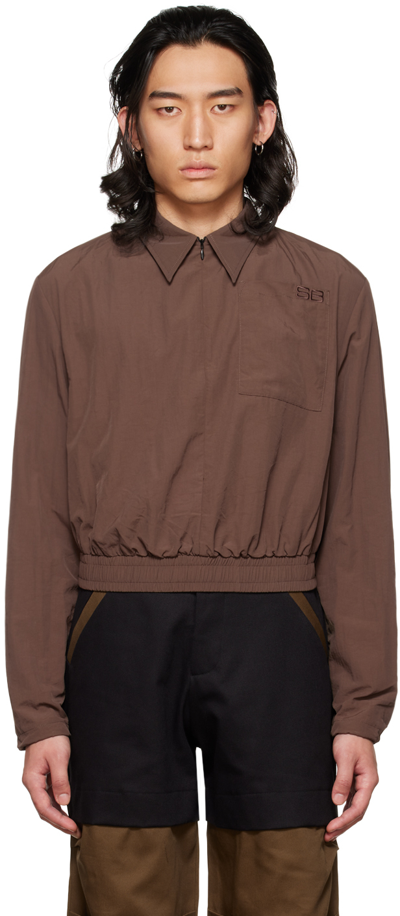 Shop Spencer Badu Brown Invisible Zip Jacket