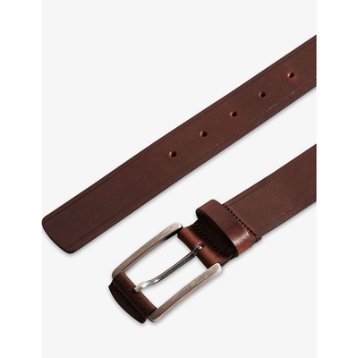 Shop Ted Baker Mens Brown Linded Embossed-detail Leather Belt