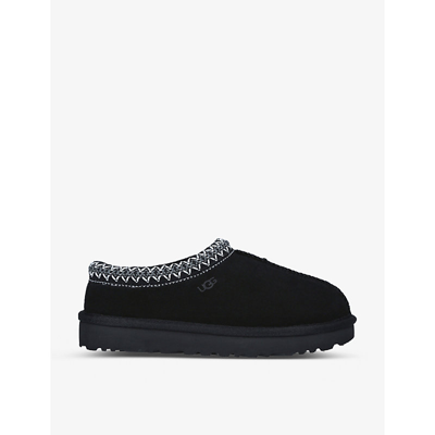 Shop Ugg Tasman Shearling-lined Suede Slippers In Black