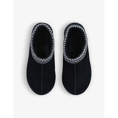 Shop Ugg Tasman Shearling-lined Suede Slippers In Black