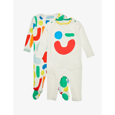 Shop Stella Mccartney Abstract-print Two-piece Organic Cotton-jersey Babygrow Set 3-9 Months In Multi