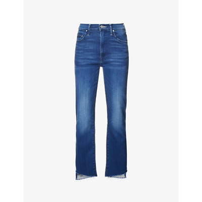 Shop Mother The Insider Crop Step Bootcut High-rise Stretch-denim Jeans In Tongue And Chic