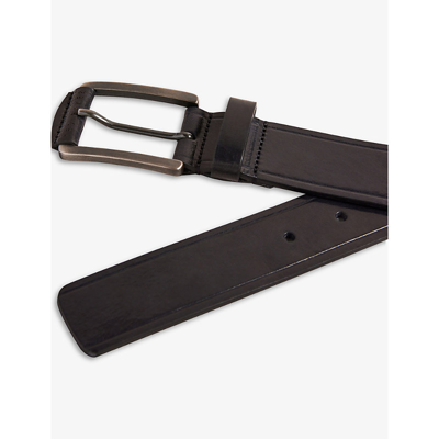 Shop Ted Baker Mens Black Linded Embossed-detail Leather Belt