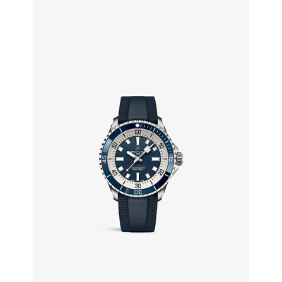 Shop Breitling Mens Blue A17375e71c1s1 Superocean Stainless-steel And Rubber Automatic Watch