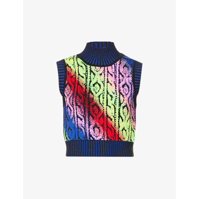 Shop Agr Abstract-pattern High-neck Wool Top In Multi