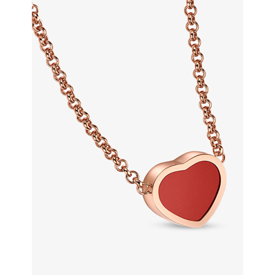 Chopard Women's My Happy Hearts 18k Rose Gold & Carnelian Pendant Necklace  | ModeSens