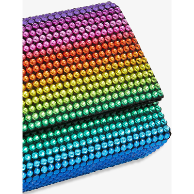 Amina Muaddi Paloma Crystal-embellished Clutch Bag In Black/ Rainbow