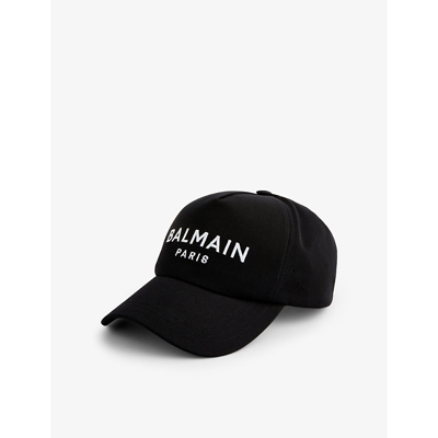 Shop Balmain Women's Black Logo-embroidered Curved-peak Cotton Baseball Cap