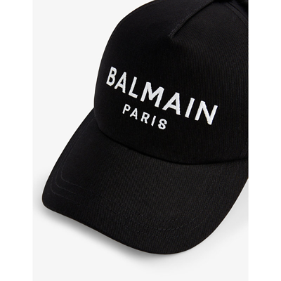 Shop Balmain Women's Black Logo-embroidered Curved-peak Cotton Baseball Cap