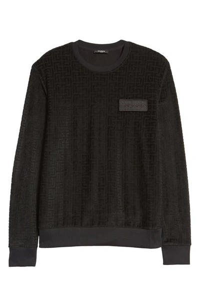 Shop Balmain Monogram Velveteen Sweatshirt In Gray
