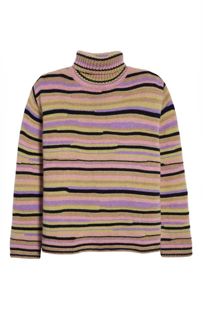 Shop The Elder Statesman Oversize Horizon Loom Turtleneck Cashmere Sweater In Multi