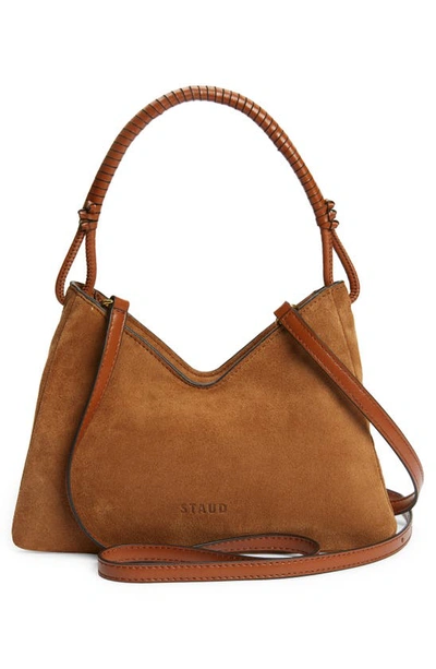 Staud Logo-print Suede Tote Bag In Tan