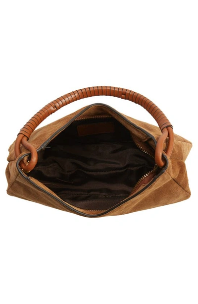 Staud Logo-print Suede Tote Bag In Tan