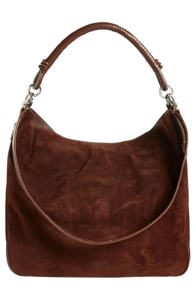 Staud Brown Perry Suede Hobo Shoulder Bag In Mahogany