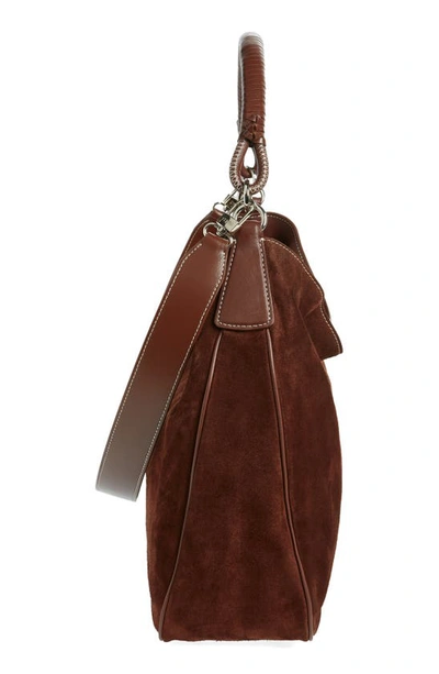 Staud Brown Perry Suede Hobo Shoulder Bag In Mahogany