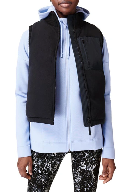 Shop Sweaty Betty Venture Padded Fleece Vest In Black