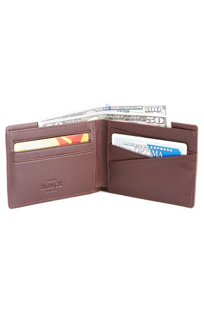 Shop Royce New York Personalized Slim Bifold Wallet In Brown- Silver Foil