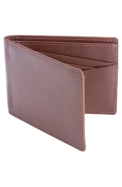 Shop Royce New York Personalized Slim Bifold Wallet In Brown- Silver Foil