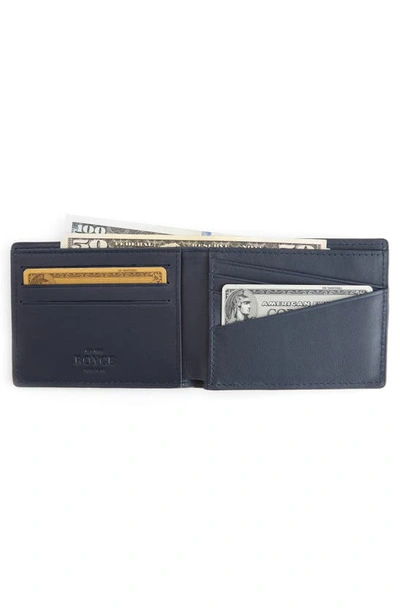 Shop Royce New York Personalized Slim Bifold Wallet In Navy Blue- Gold Foil