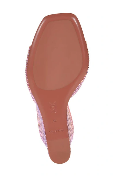 Shop Amina Muaddi Lupita Crystal Wedge Slide Sandal In Satin Rose + Peach Shimmer