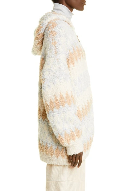 Shop Brunello Cucinelli Nordic Oversize Cashmere Blend Zip Hooded Cardigan In Cqb59 Grey/ Oat/ Camel