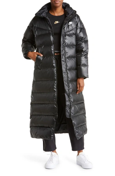 Nike Sportswear City Quilted Longline Down Parka In Black & White | ModeSens