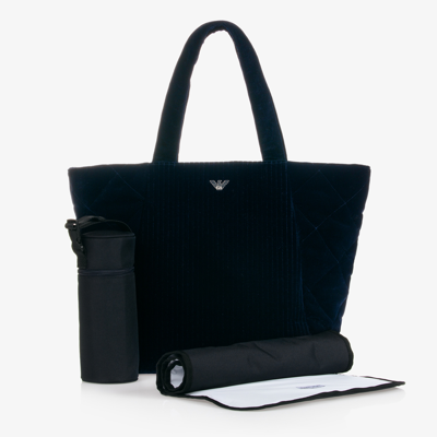 Shop Emporio Armani Blue Velvet Changing Bag (50cm)