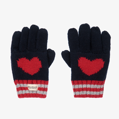 Shop Boboli Girls Blue Knitted Heart Gloves