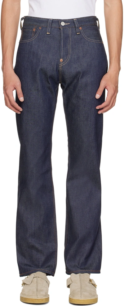 Shop Levi's Indigo 501 Jeans In Med Indigo - Worn In