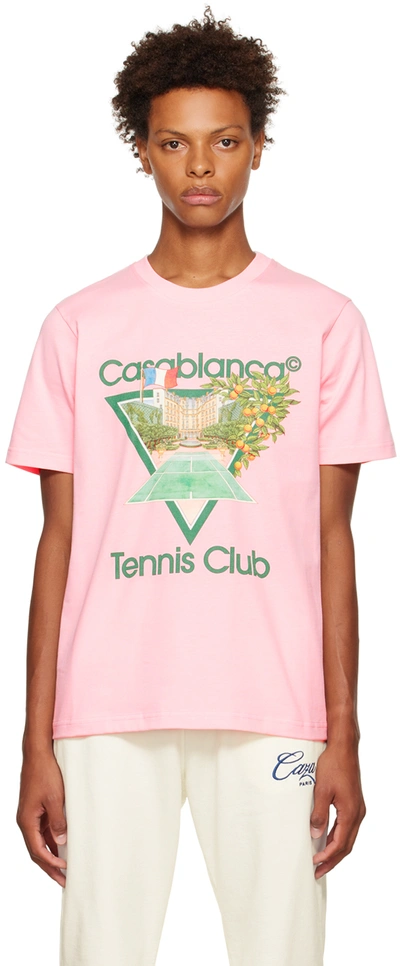 Shop Casablanca Pink Tennis Club T-shirt In Tennis Club Icon