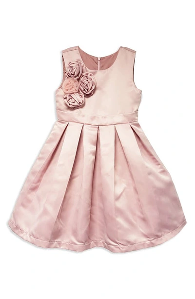 Shop Joe-ella Kids' Rosette Satin Fit & Flare Dress In Pink